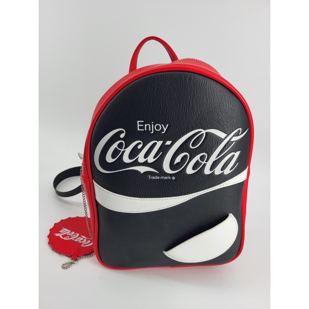 Loungefly Coca-Cola Mini Backpack Black Red Bottle Cap Coin‎